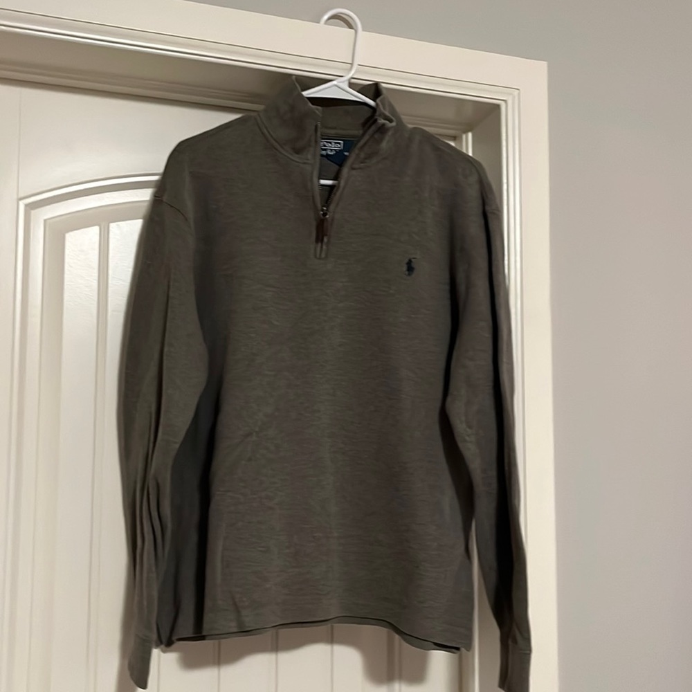 Olive Green Polo Quarter Zip Sweater